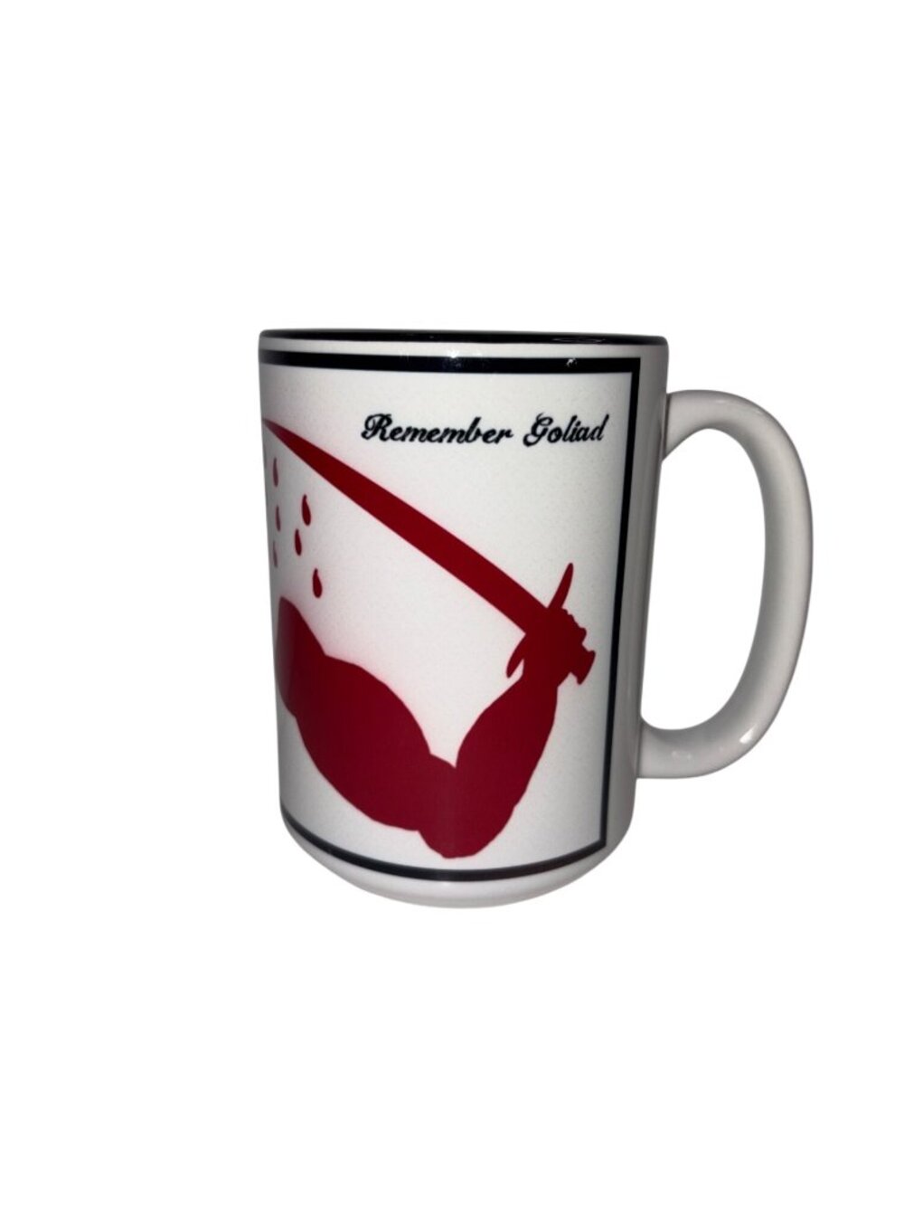 Remember Goliad Ceramic Coffee Mug 11oz Black Interior, Red Graphics Exit 82art